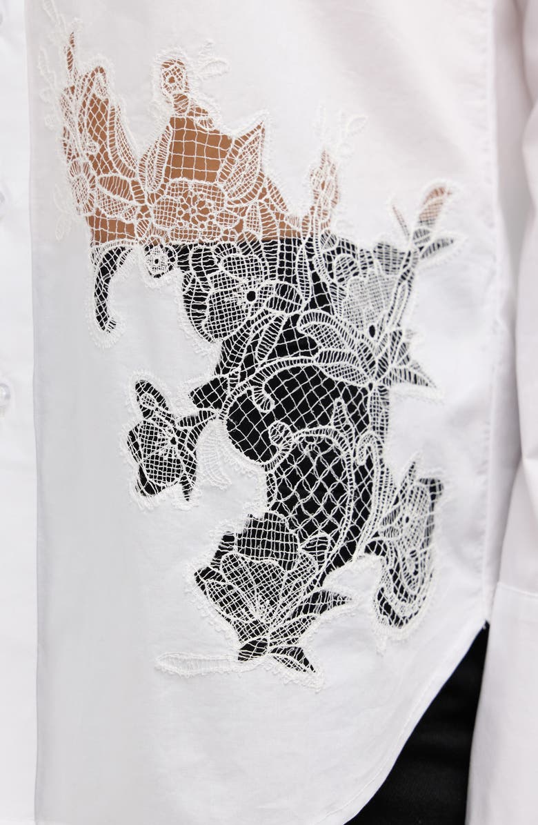 Ellen Tracy Embroidered Flower Poplin Button-Up Shirt, Alternate, color, 