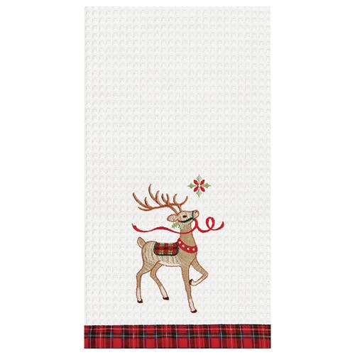 C & F Home C&f Home 27" X 18" Classic Reindeer Wonderland Cotton Christmas Waffle Weave Kitchen Dish Towel Deco In White