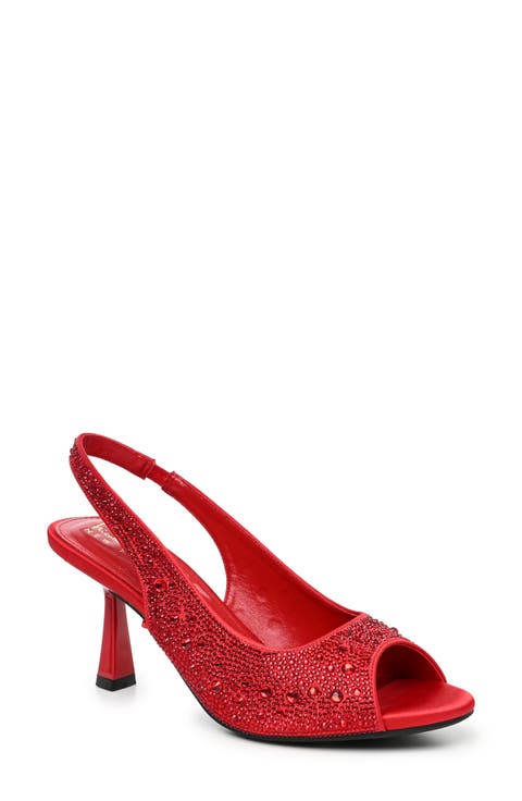 Peeps Crystal Peep Toe Slingback Pump