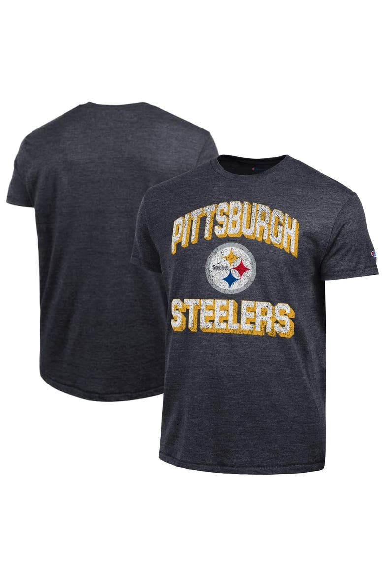 Men's Champion  Heather Black Pittsburgh Steelers Ultimate Tri-Blend T-Shirt, Main, color, Heather Black