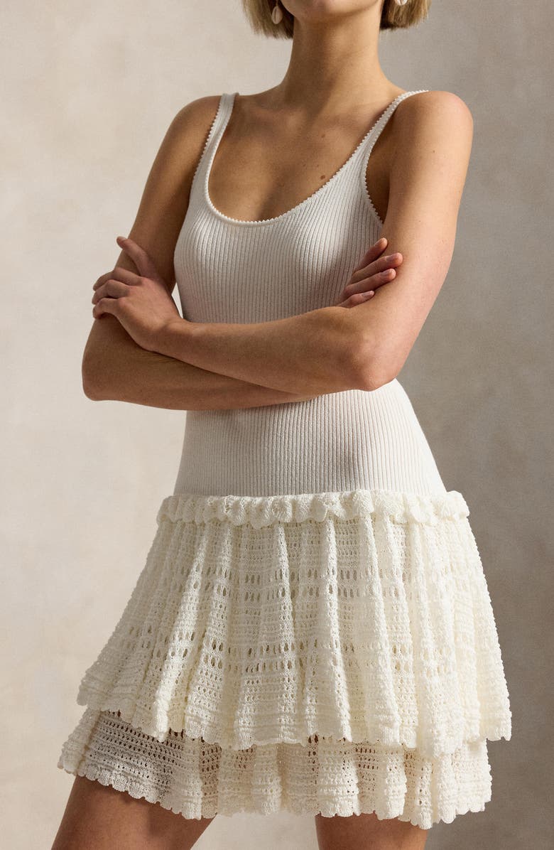 Polo Ralph Lauren Tiered Pointelle Tank Dress, Alternate, color, White