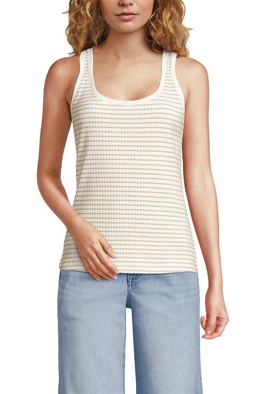 Lands' End Plus Size Pointelle Rib Uneck Tank In White