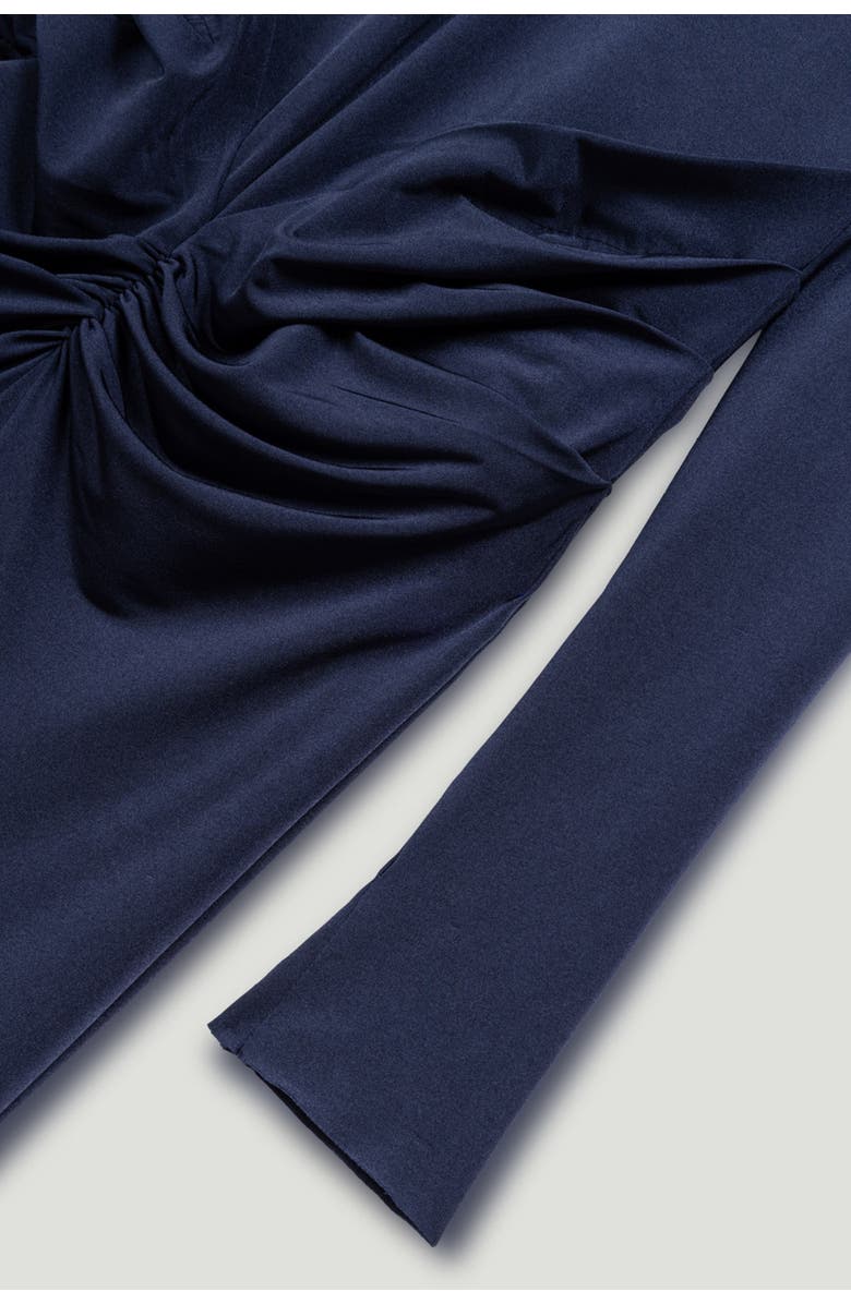 Nocturne Ruched Waist Long-Sleeve Jersey Dress, Alternate, color, Navy Blue