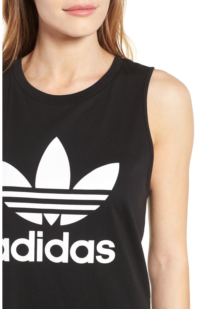 Trefoil Tank Dress, Alternate, color, BLACK