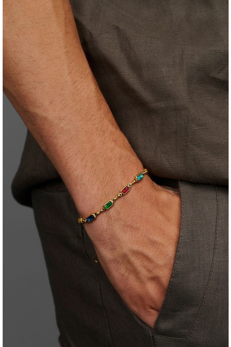 Rectangular Tennis Bracelet, Alternate, color, Gold With Multicolor Stones