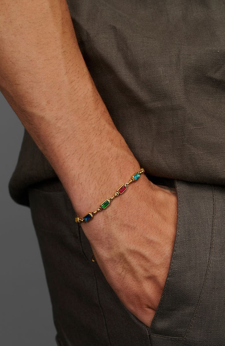 Nialaya Rectangular Tennis Bracelet, Alternate, color, Gold With Multicolor Stones