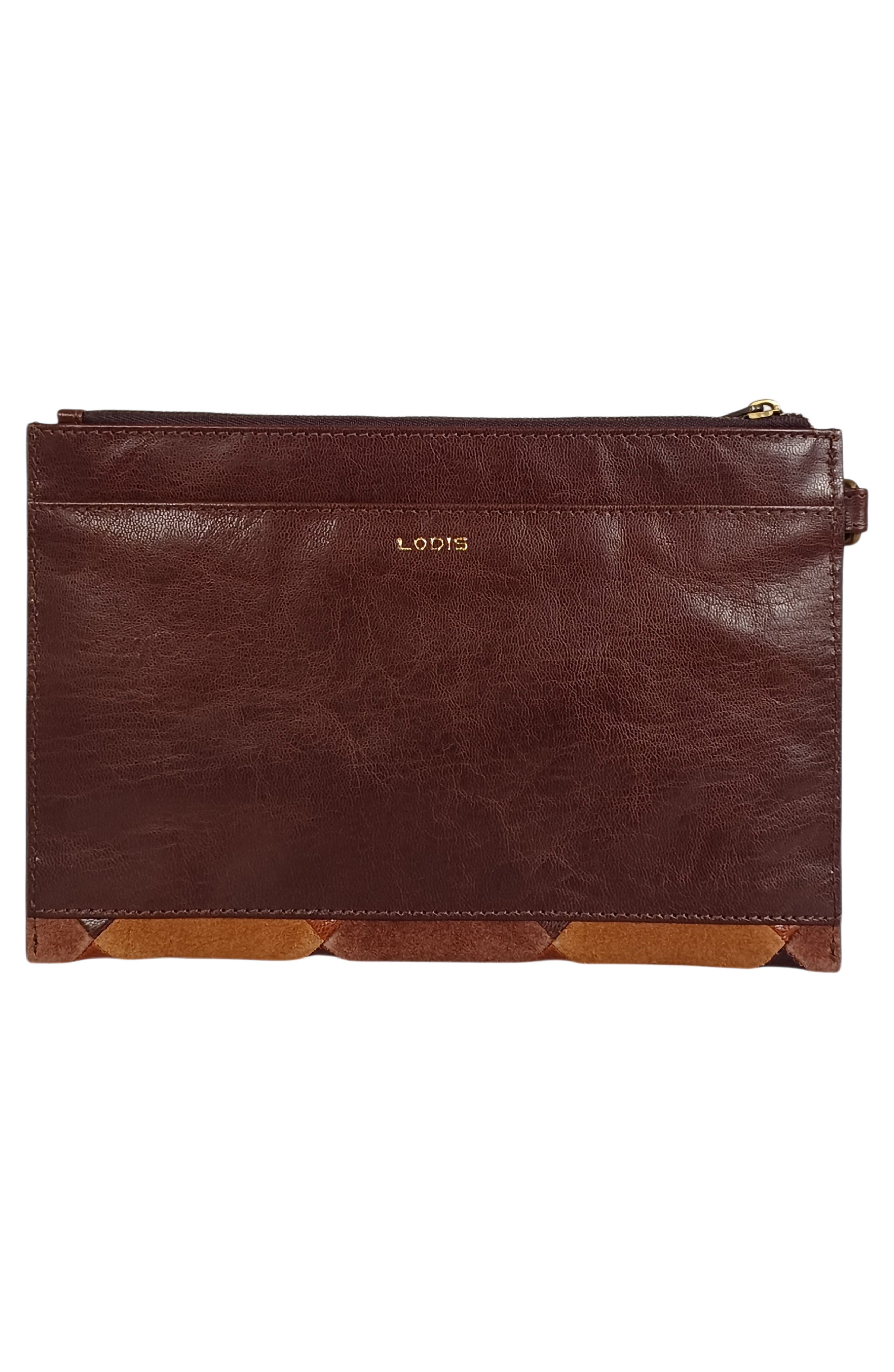 Patchwork Leather Clutch, Alternate, color, BROWN MULTI