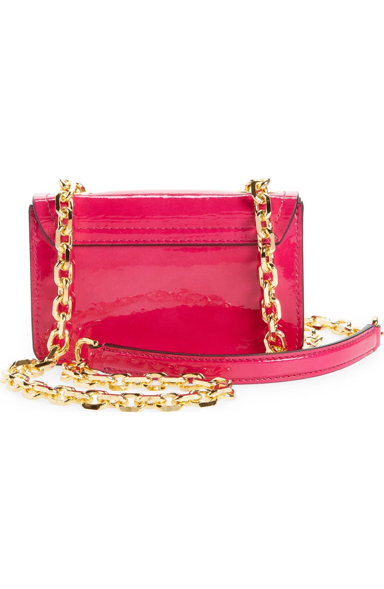 Moschino Mini M Logo Patent Leather Shoulder Bag, Alternate, color,