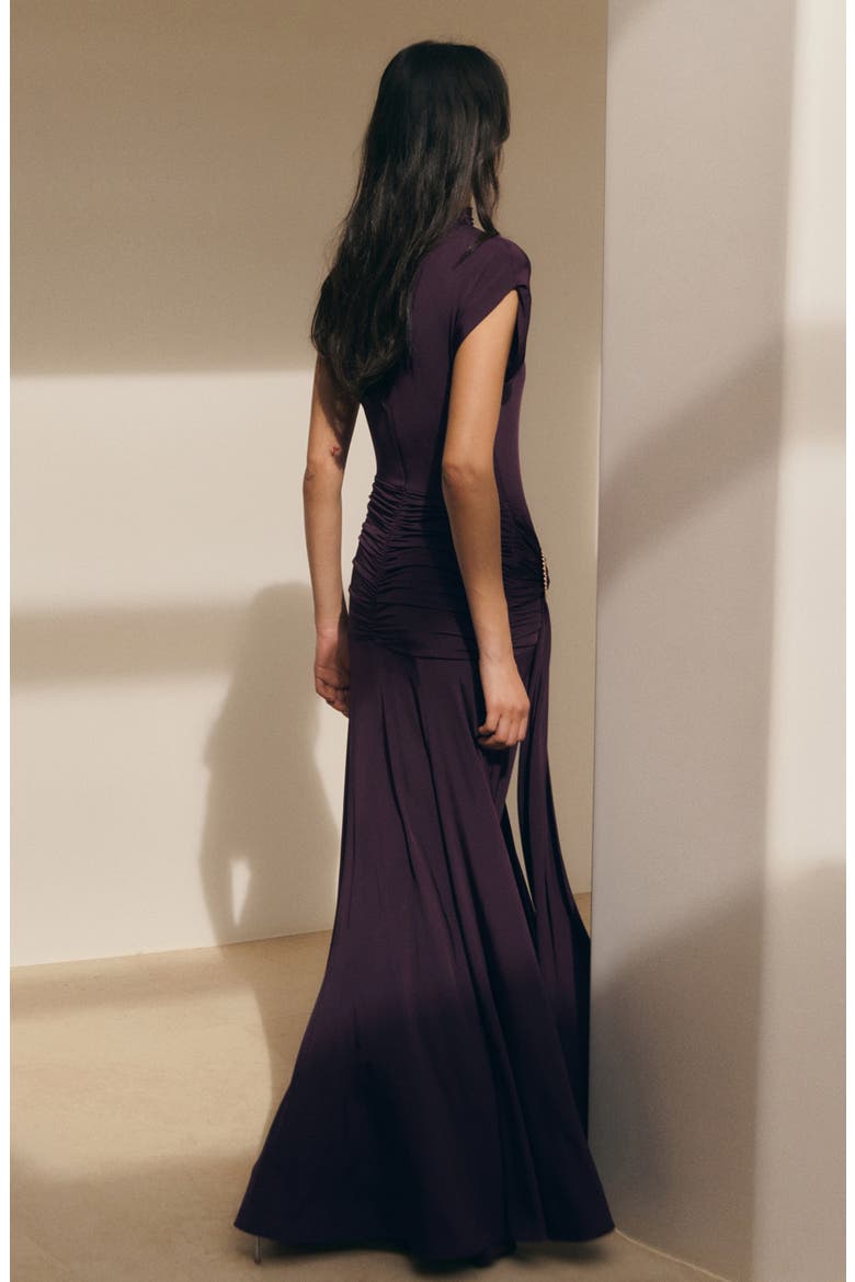 Cap Sleeve Ruched Waist Dress, Alternate, color, PURPLE