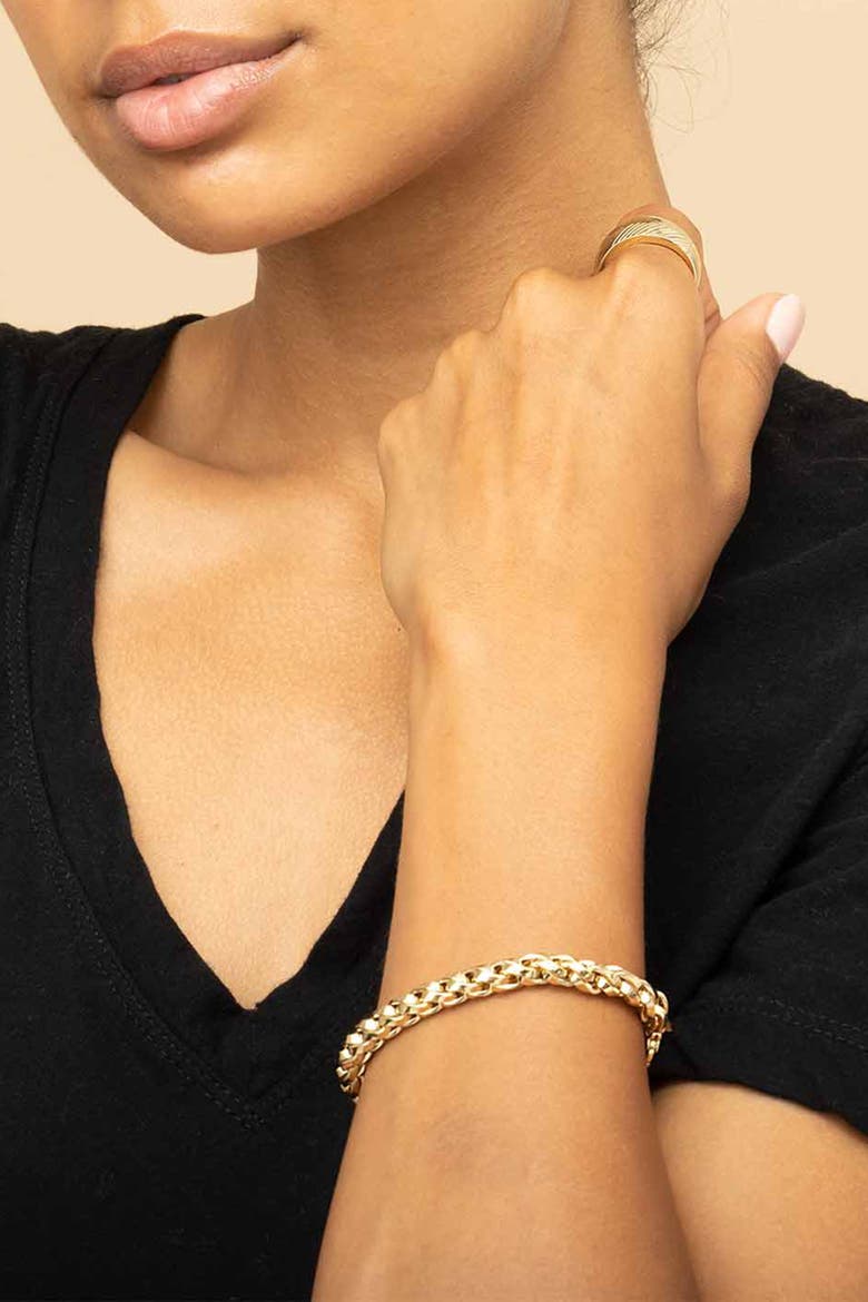 14K Yellow Gold Caesar Bracelet, Alternate, color, Yellow Gold