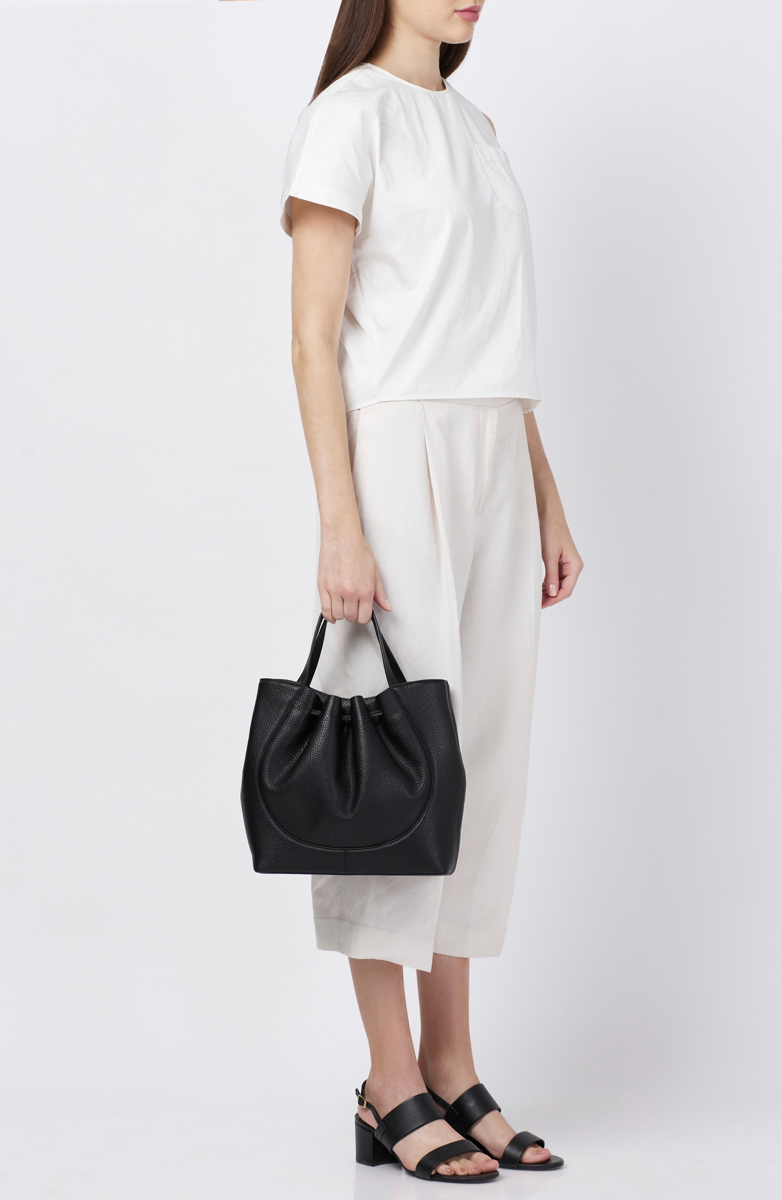 behno Katrina Pebble Leather Satchel, Alternate, color, Black Leather