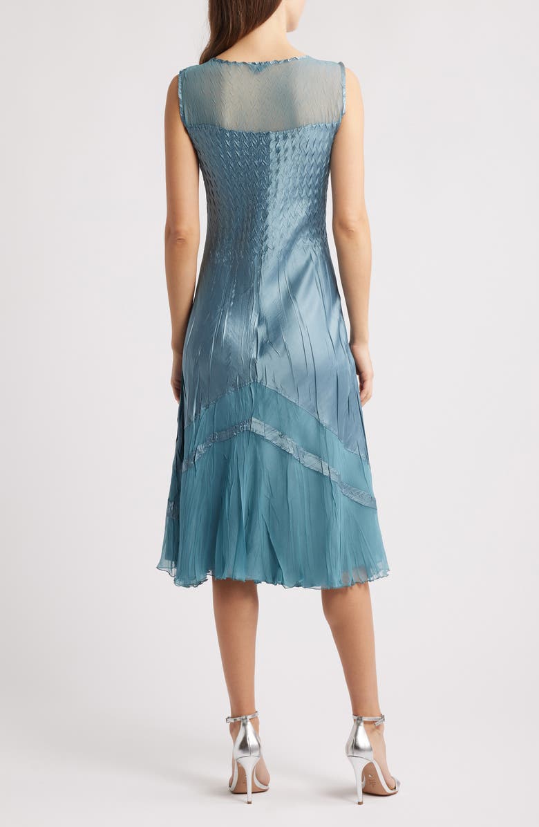 Komarov Textured Charmeuse & Chiffon Dress & Jacket Set, Alternate, color, Silver Blue