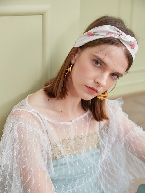 Lost Pattern Nyc "antelope" Silk Skinny Scarf In White