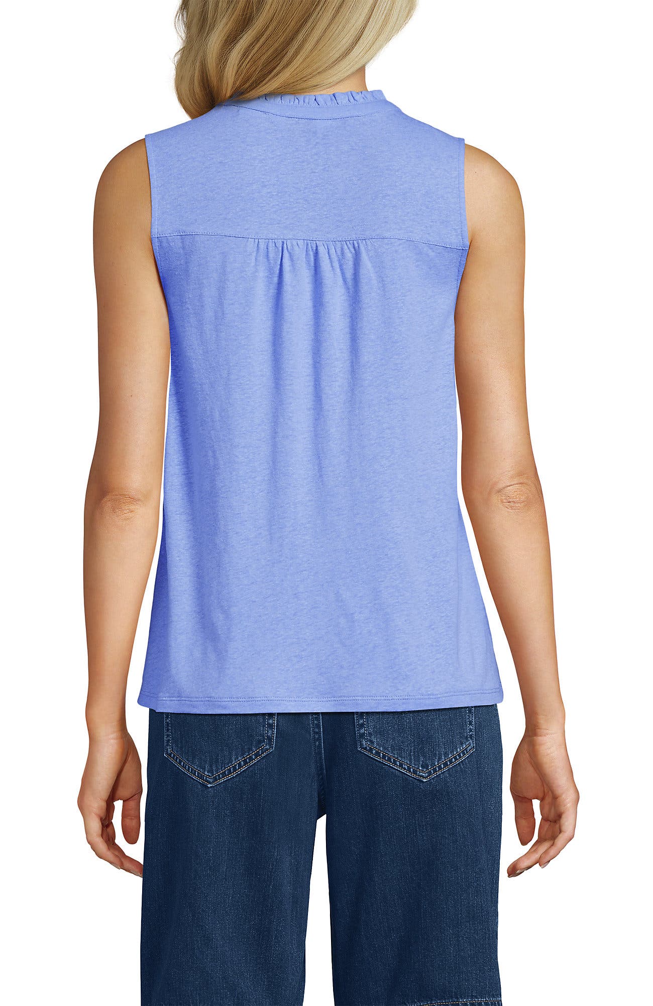 Linen Blend Ruffle Trim Tank Top - image 2