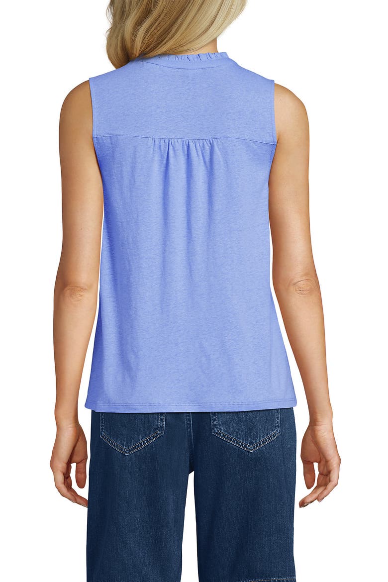 Linen Blend Ruffle Trim Tank Top, Alternate, color, Clear Blue Sky