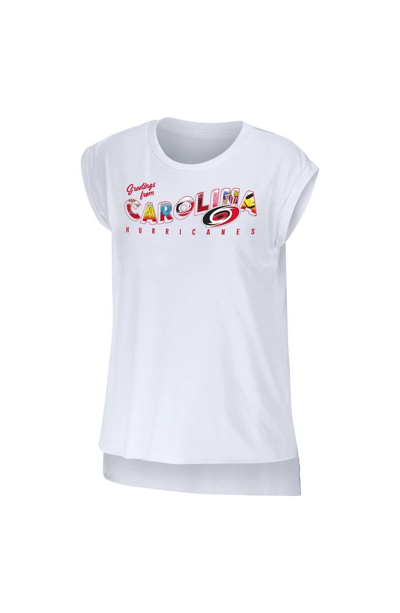 WEAR by Erin Andrews Women's WEAR by Erin Andrews White Carolina Hurricanes Greetings From Muscle T-Shirt, Alternate, color, 