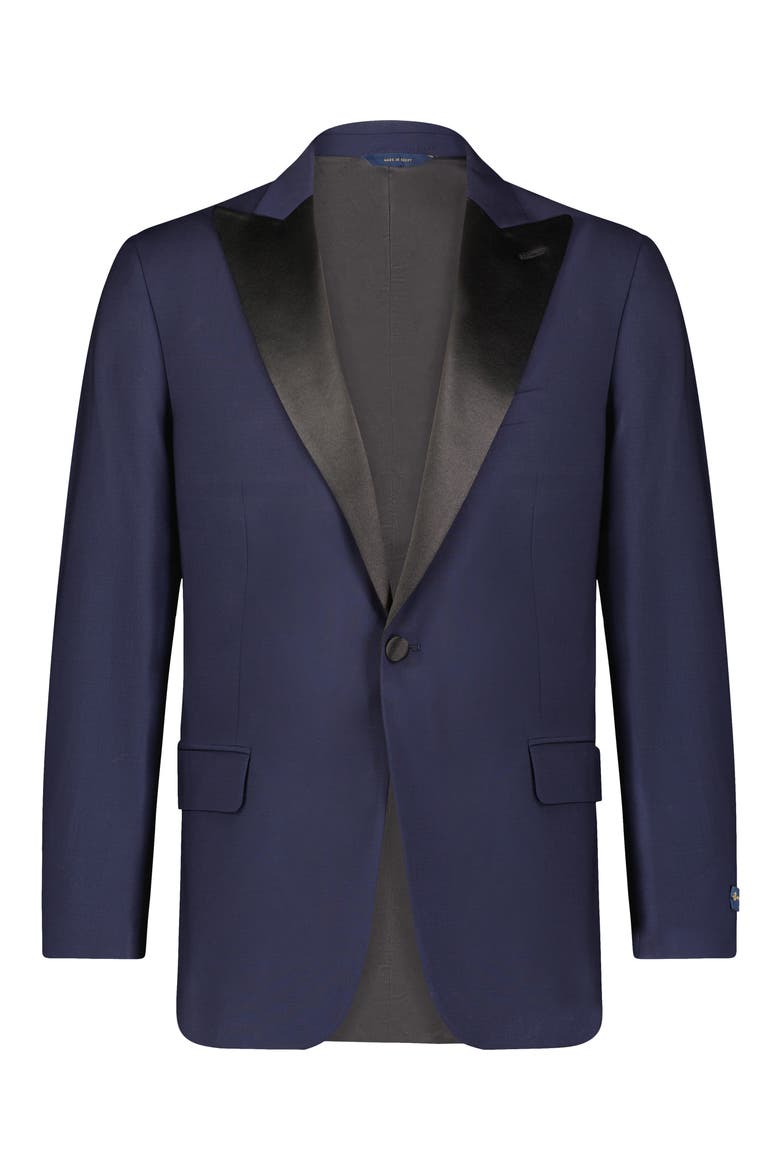 Regent Fit Wool Blend Tuxedo Jacket, Main, color, NAVY SOLID