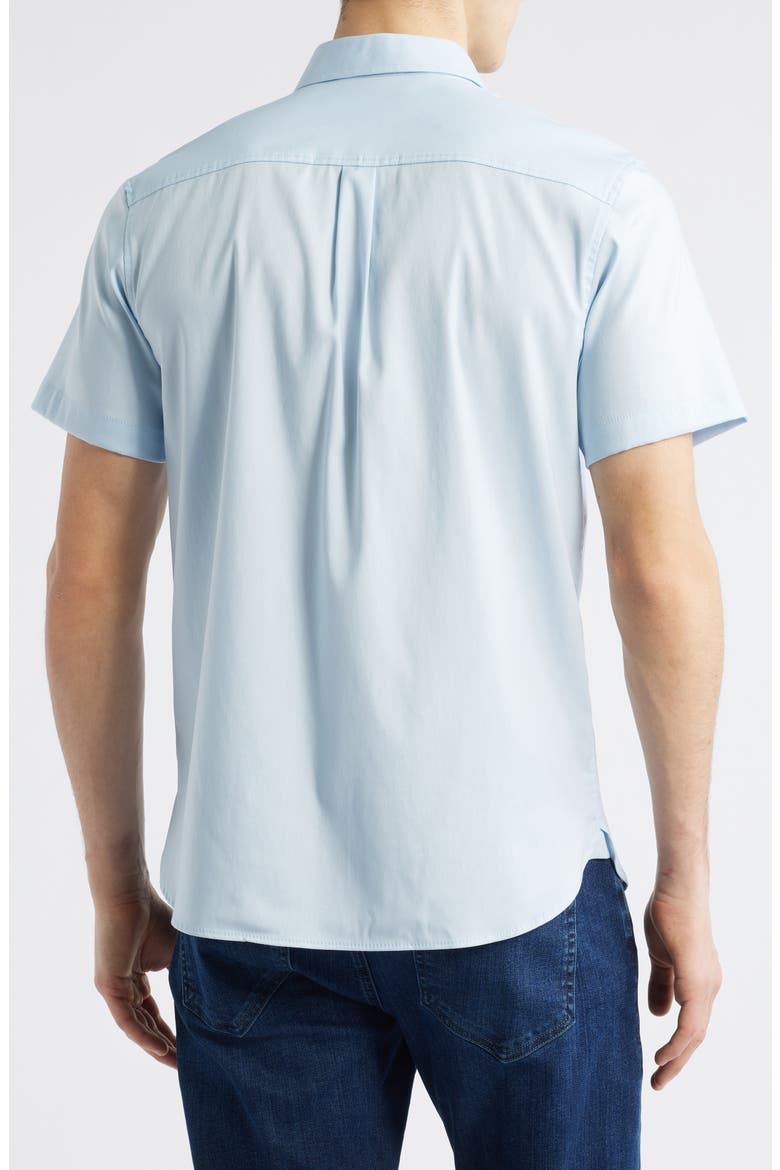 Solid Short Sleeve Stretch Button-Up Shirt, Alternate, color, BLUE SKYWAY