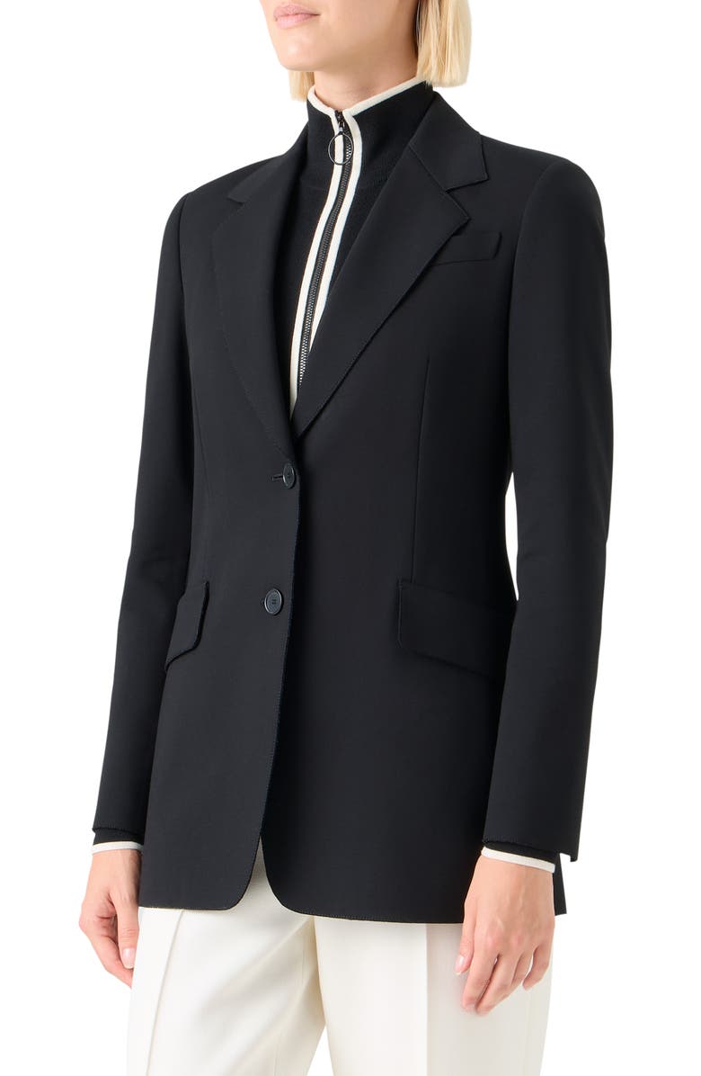 Akris punto Classic Single Breasted Blazer, Alternate, color, Black