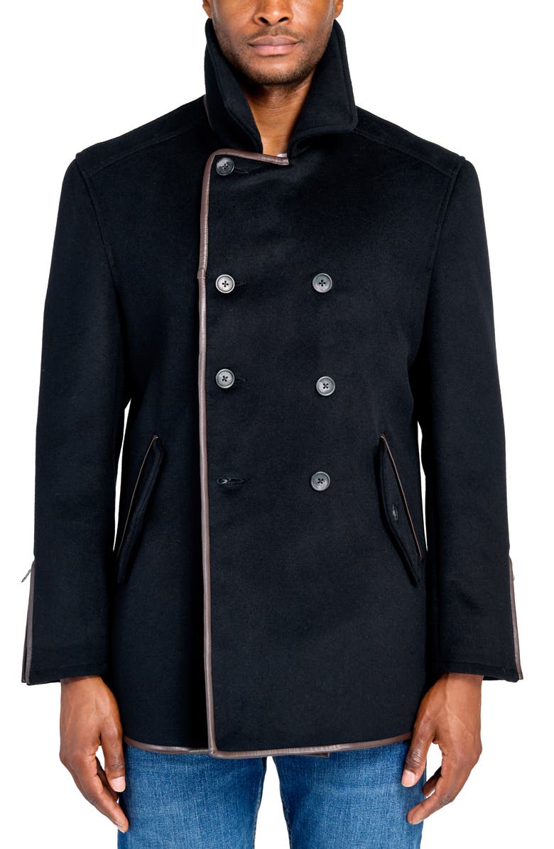 W.R.K Bern Wool Blend Peacoat, Main, color, Black