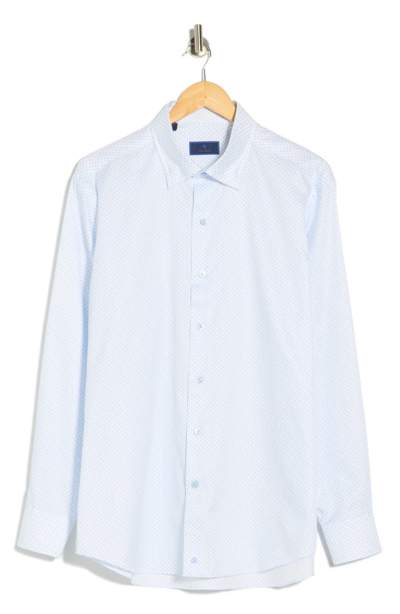 David Donahue Casual Cotton Sport Shirt, Main, color, White/ Sky