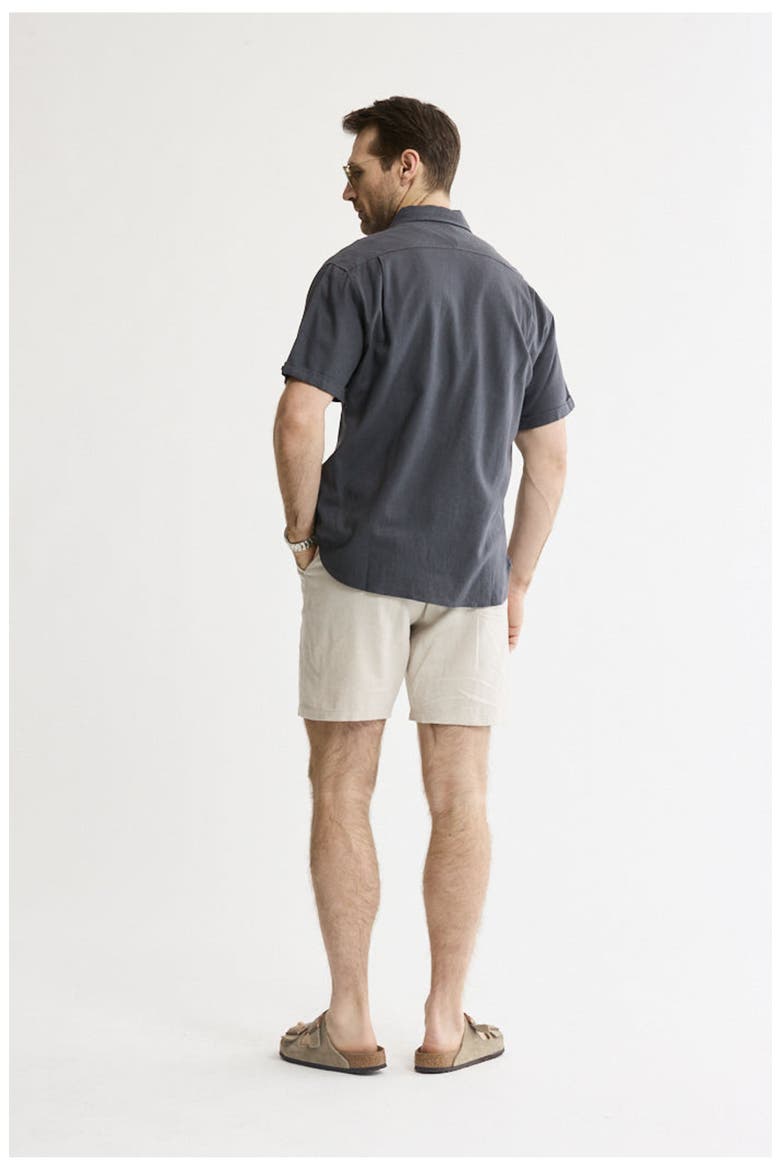 Linen Blend Short Sleeve Shirt, Alternate, color, Asphalt
