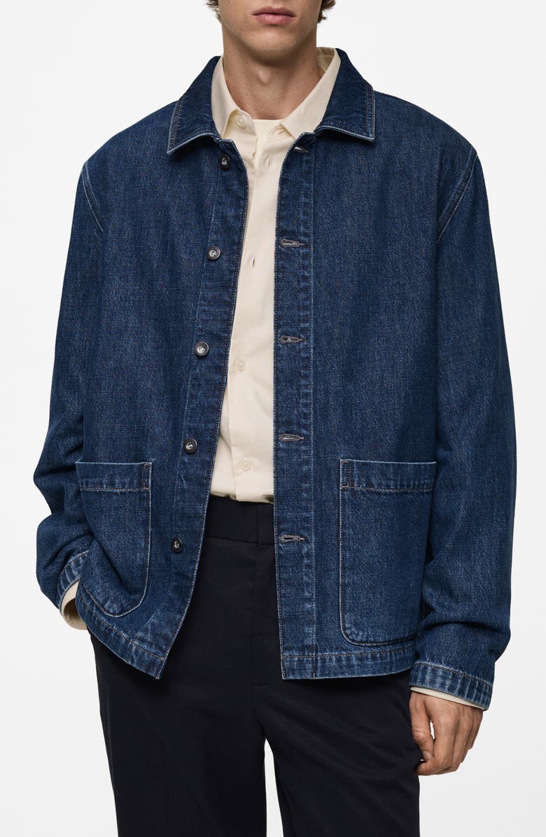 MANGO Denim Overshirt, Main, color, Dark Blue