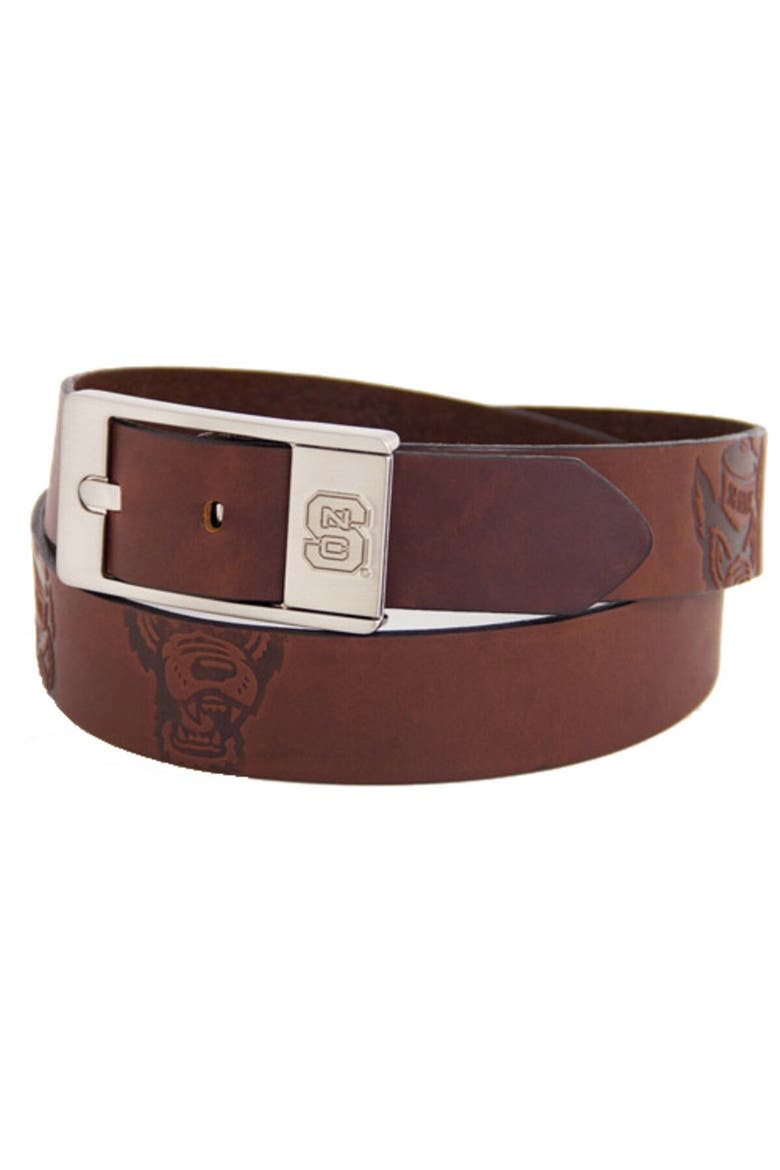 North Carolina State Wolfpack Brandish Leather Belt - Brown, Main, color, Brown