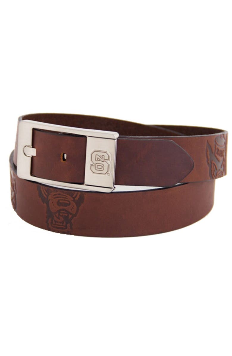 EAGLES WINGS North Carolina State Wolfpack Brandish Leather Belt - Brown, Main, color, Brown
