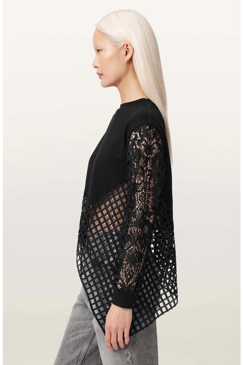 Malorie Long Sleeve Lace Shirt, Alternate, color, BLACK