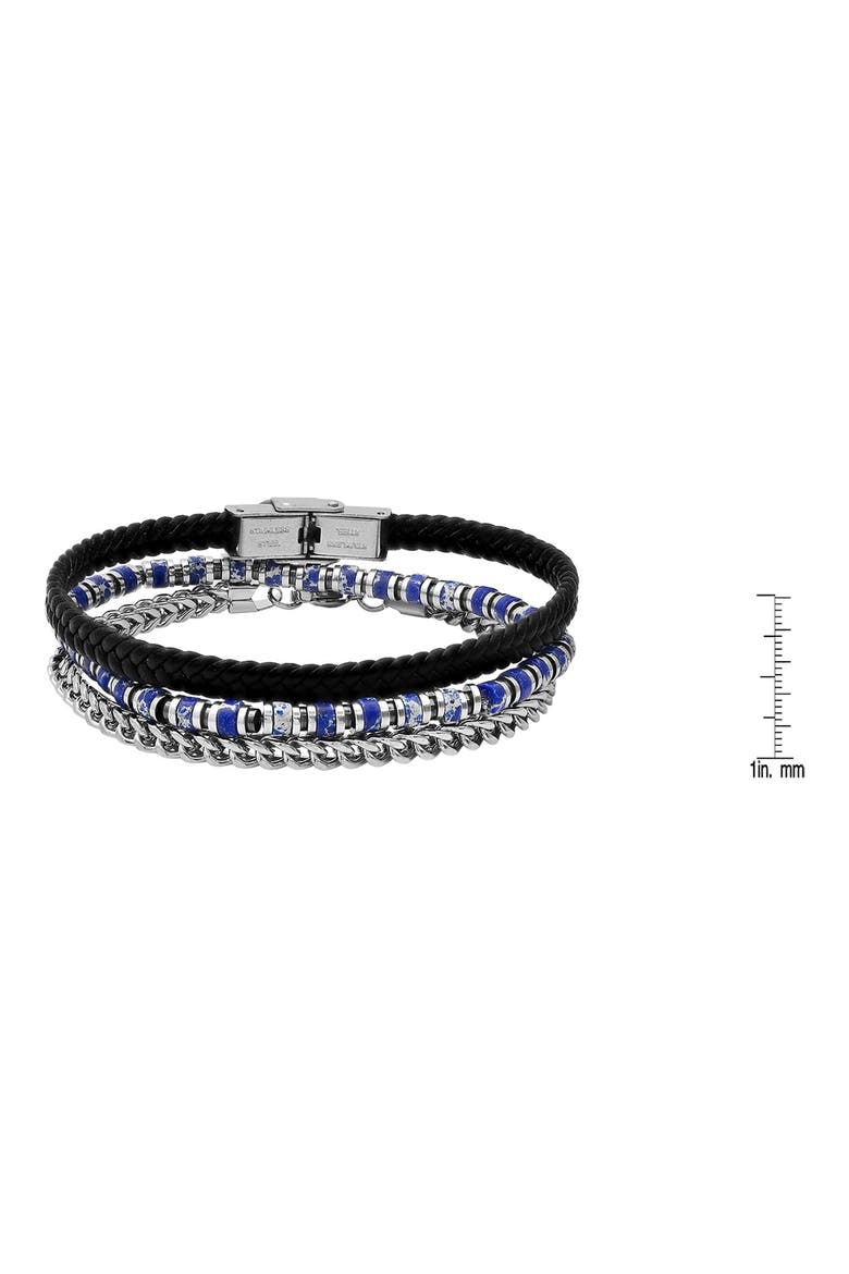 Men's Set of 3 Assorted Lapis Lazuli, Chain & Leather Bracelets, Alternate, color, SILVER MULTI