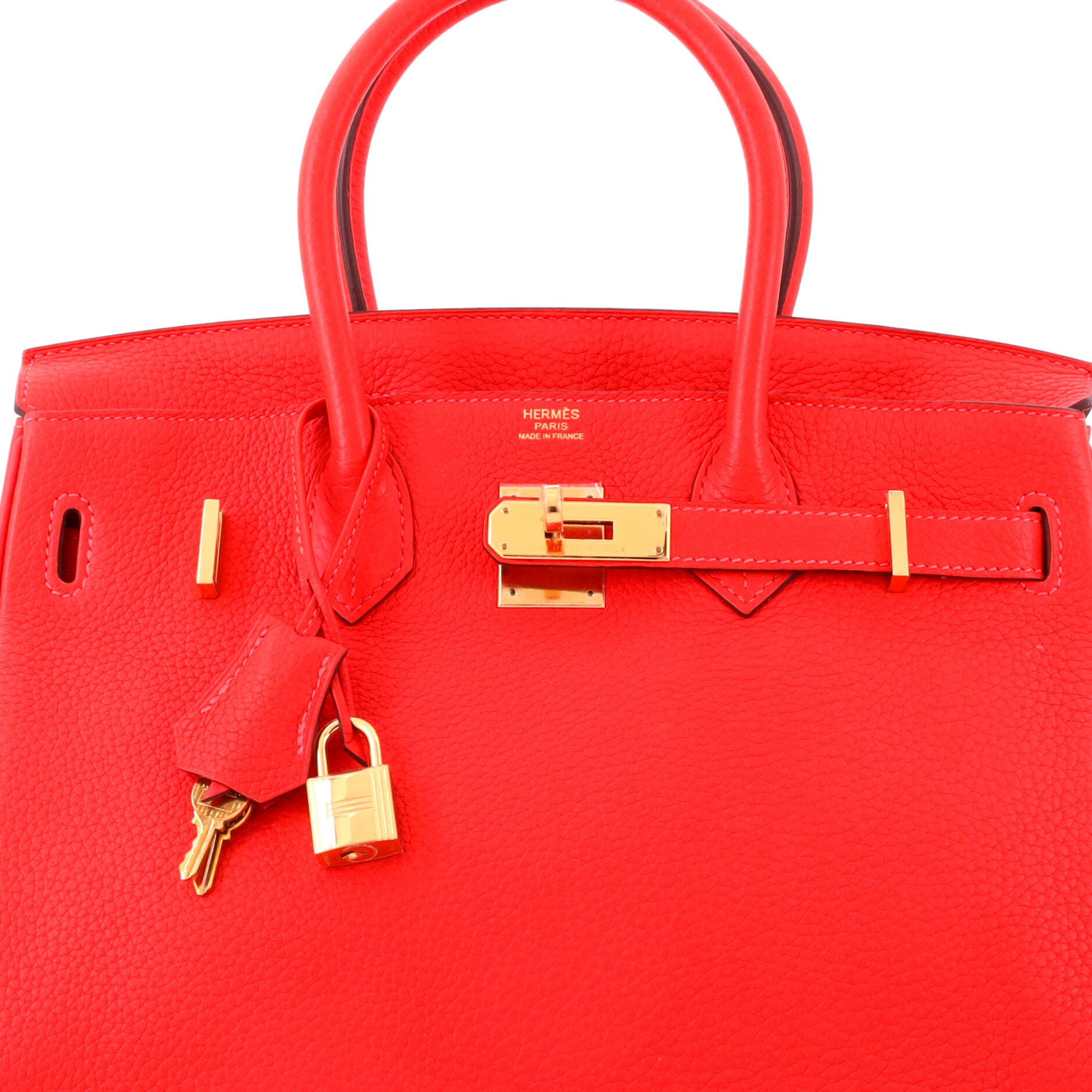 Pre-Owned Hermes Birkin Handbag Red Clemence with Gold Hardware 30, Alternate, color, 