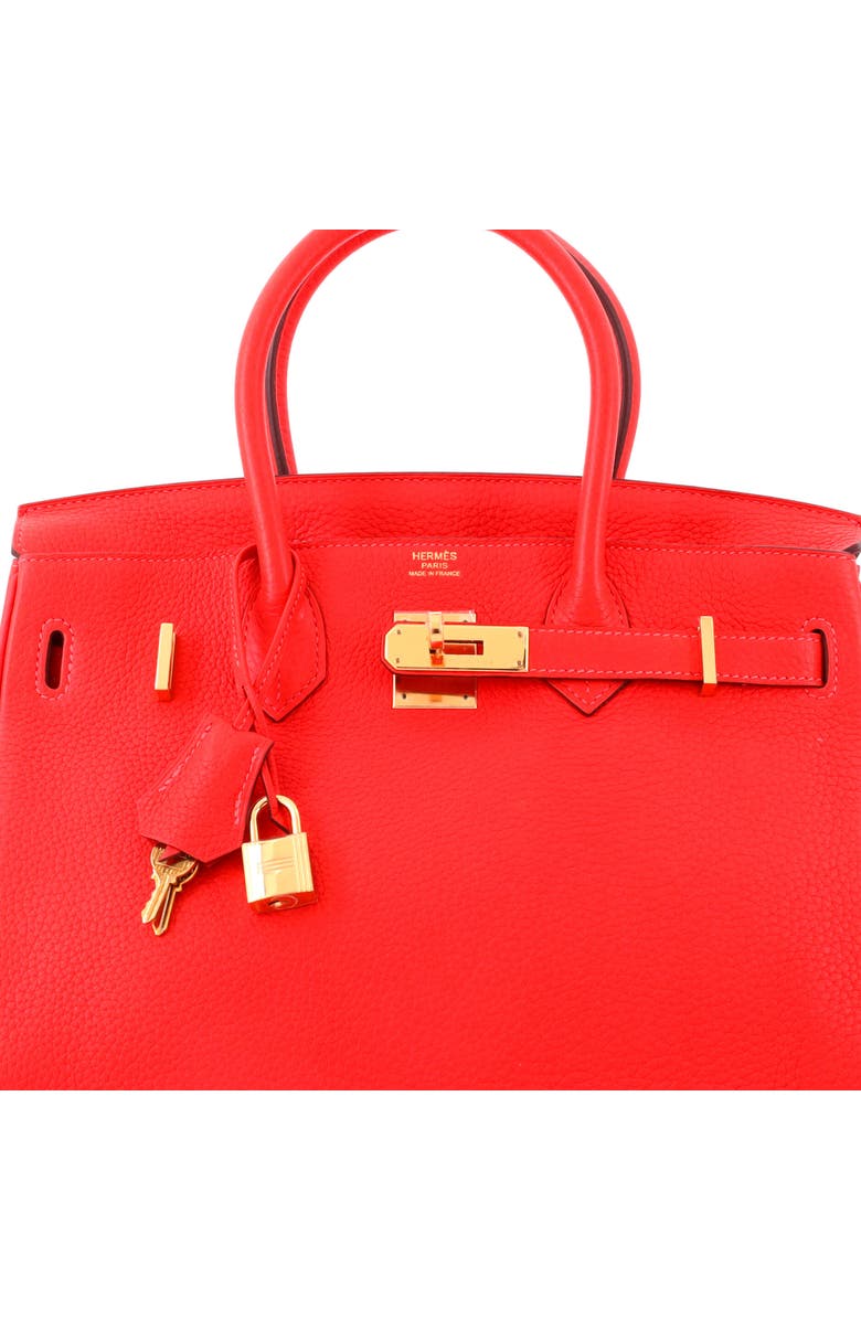 Pre-Owned Hermes Birkin Handbag Red Clemence with Gold Hardware 30, Alternate, color,