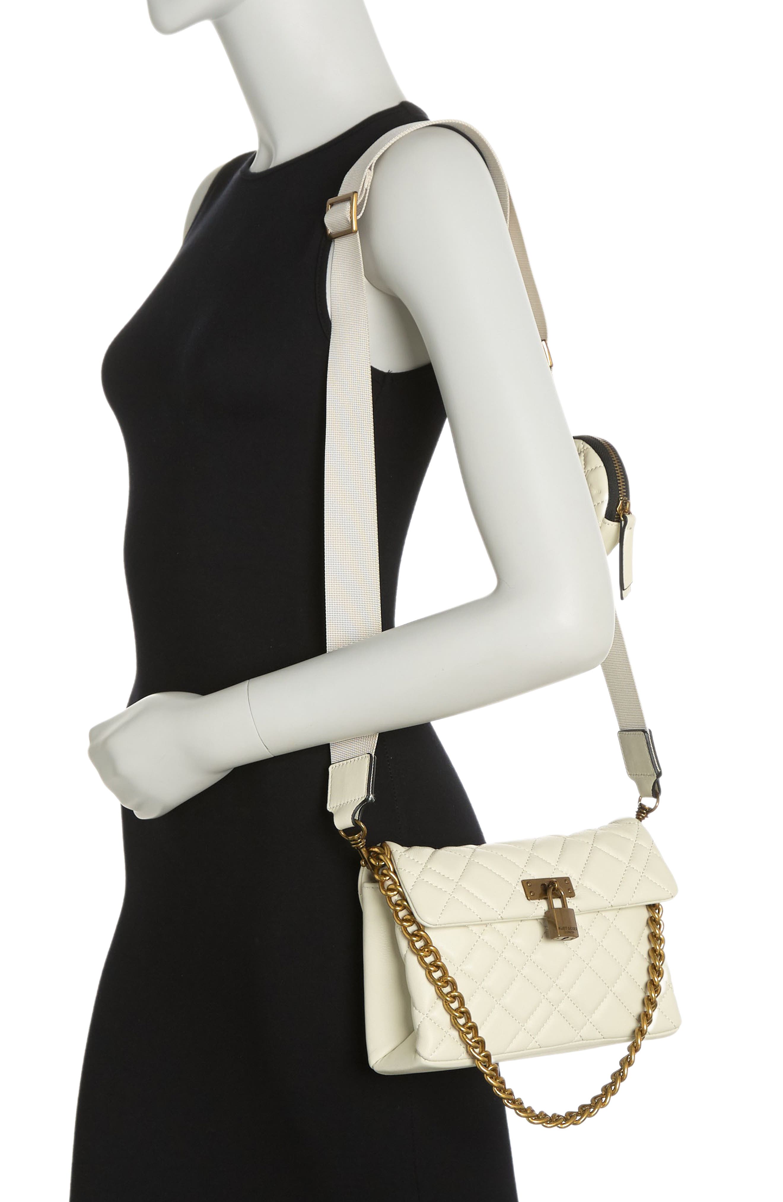 Kurt Geiger London Brixton Lock Convertible Crossbody Bag, Alternate, color, Bone