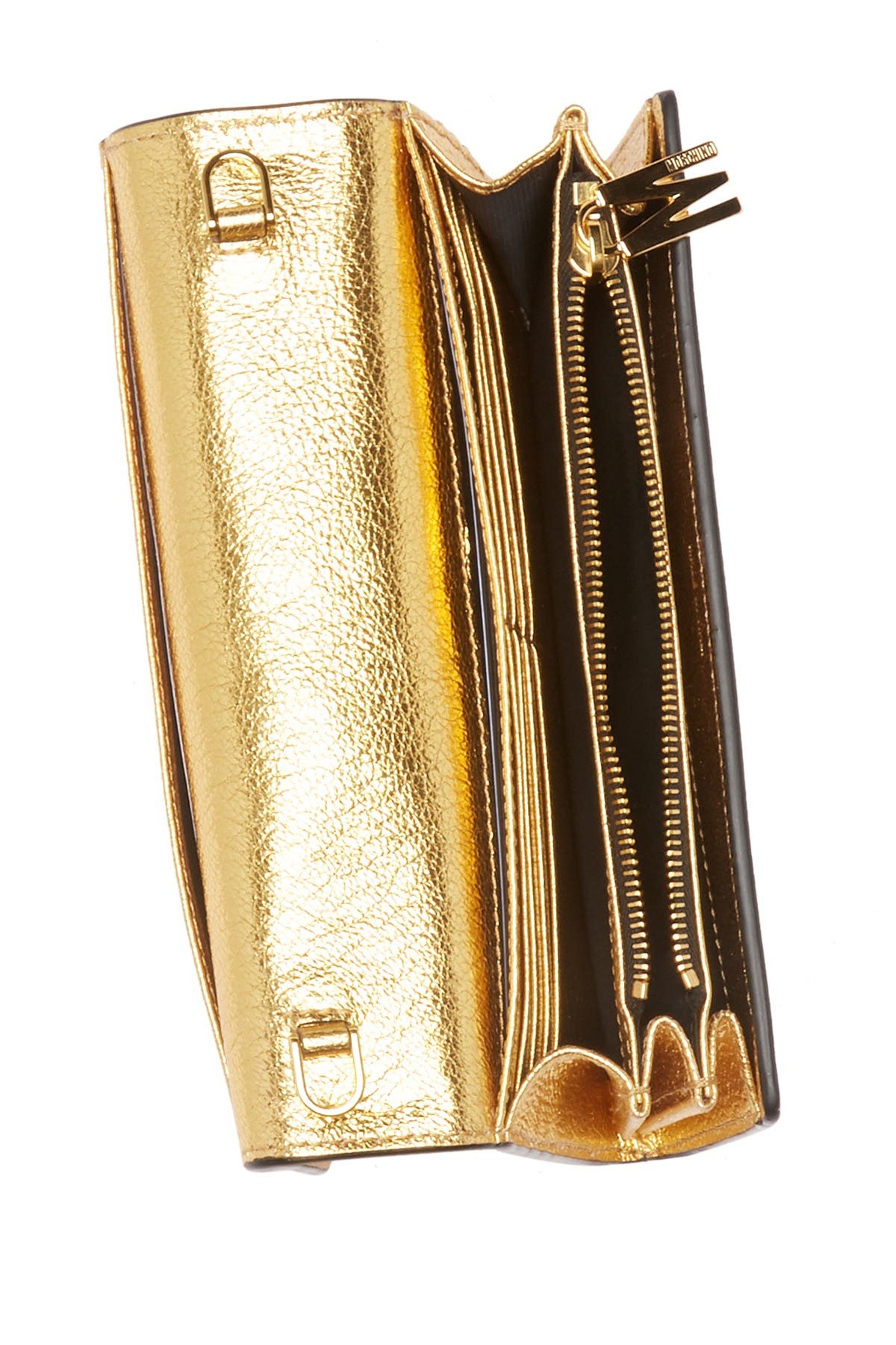 Moschino Metallic Flap Crossbody Bag, Alternate, color, 