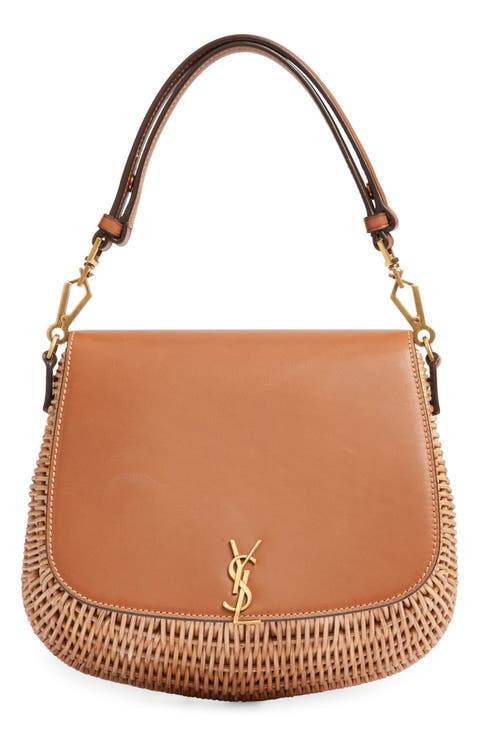 Voltaire Raffia & Leather Top Handle Bag