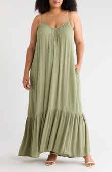 Ruffle Hem Gauze Maxi Slipdress
