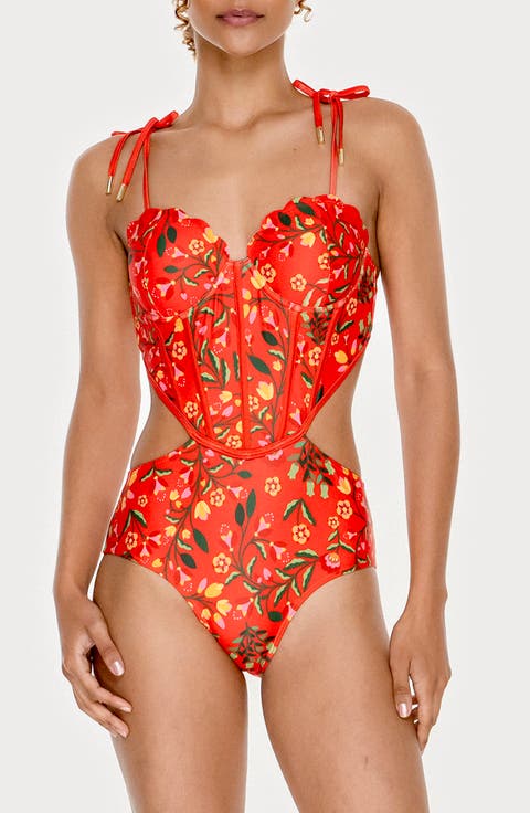 Scarlet Bloom One-Piece Swimsuit