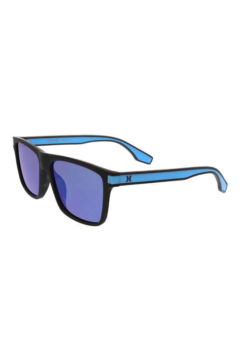 56mm Flat Top Polarized Square Sunglasses, Alternate, color, BLUE/ BLACK