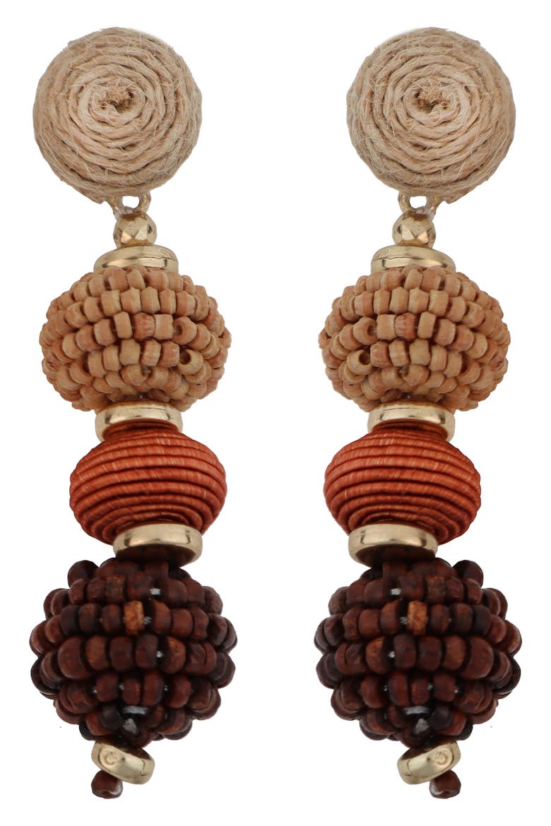 Mixed Linear Drop Earrings, Main, color, BROWN