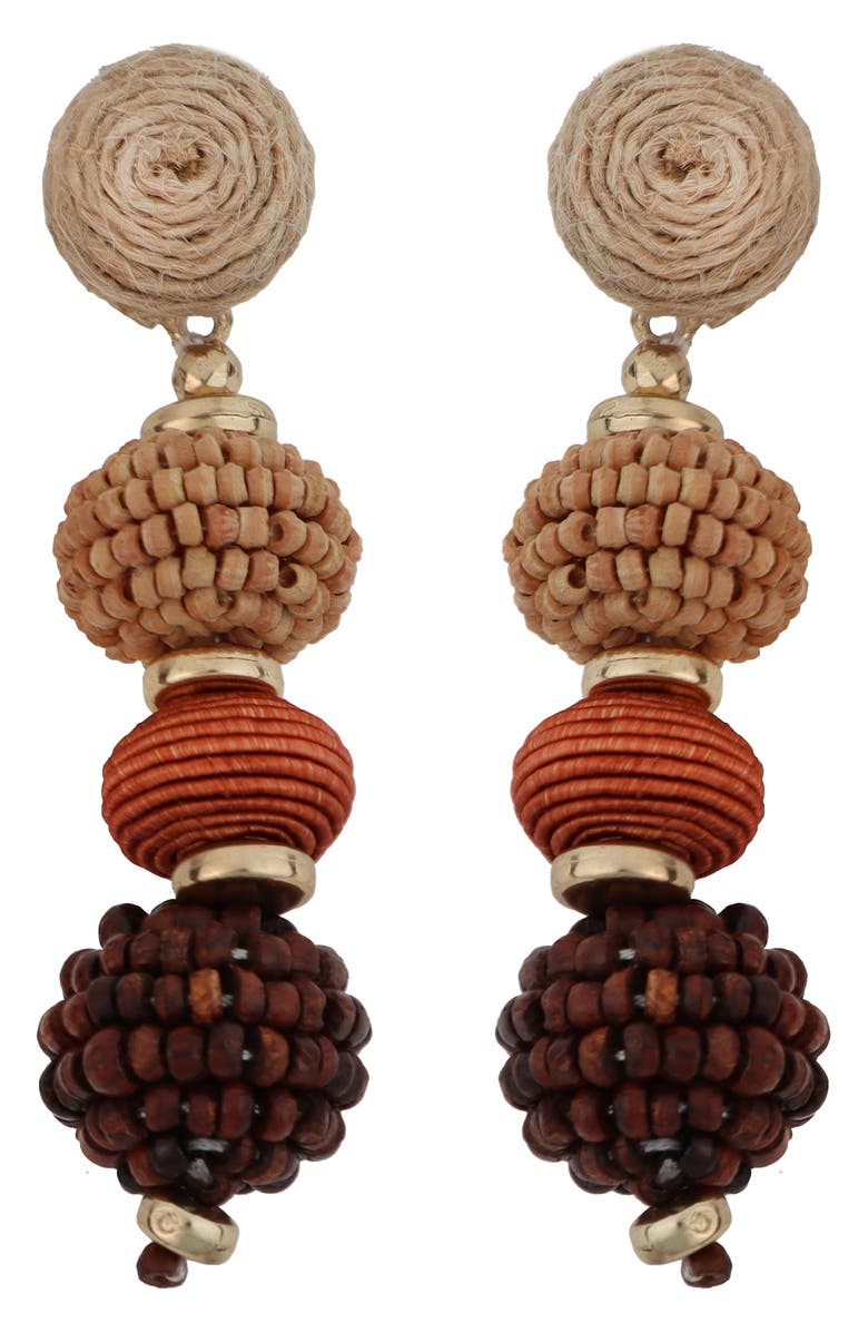 Panacea Mixed Linear Drop Earrings, Main, color, Brown