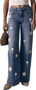 LE JEAN Nomad Flower Appliqué High Waist Wide Leg Jeans