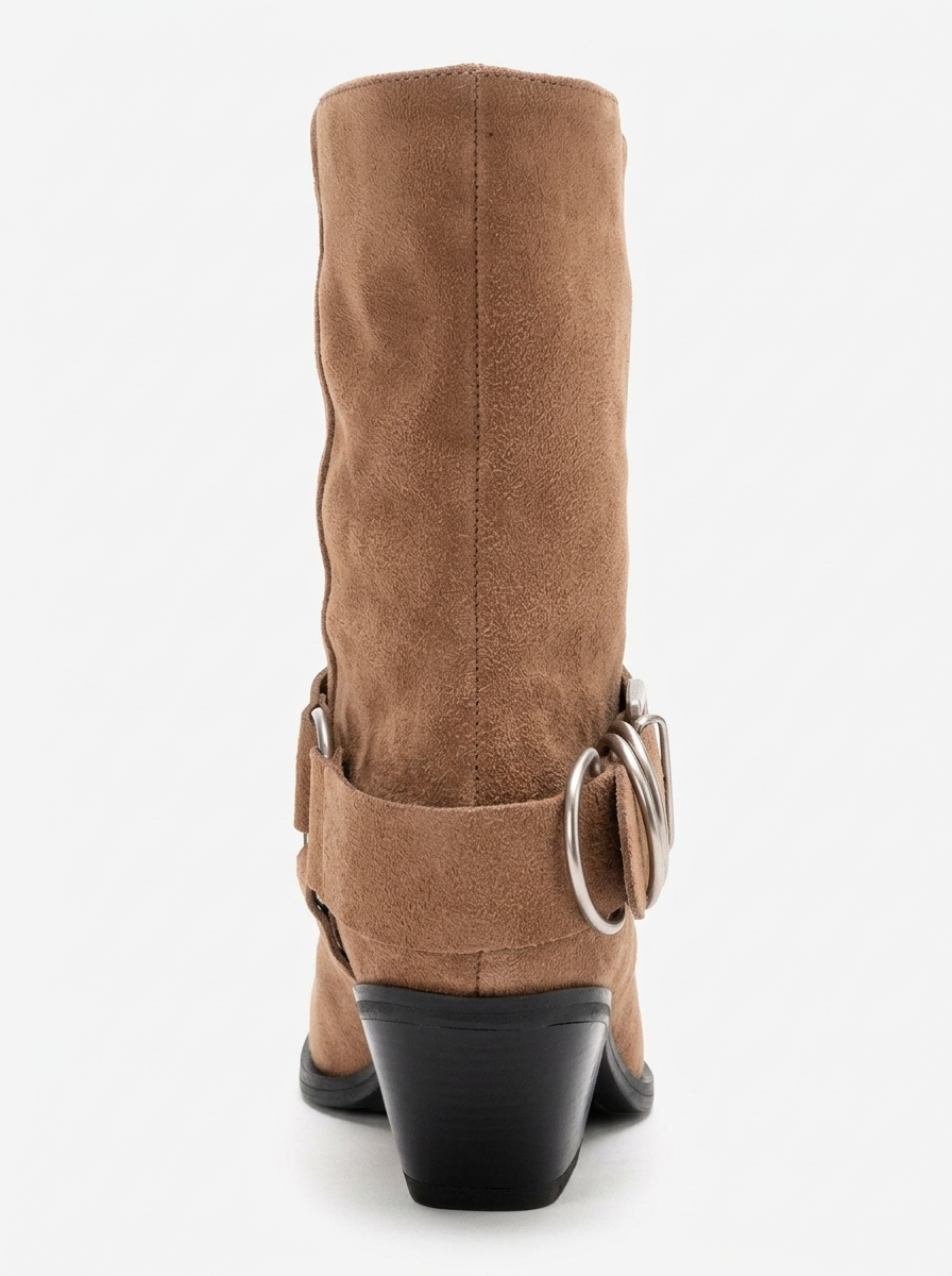 Velmor Leather Buckle Western Boot, Alternate, color, Cognac Suede