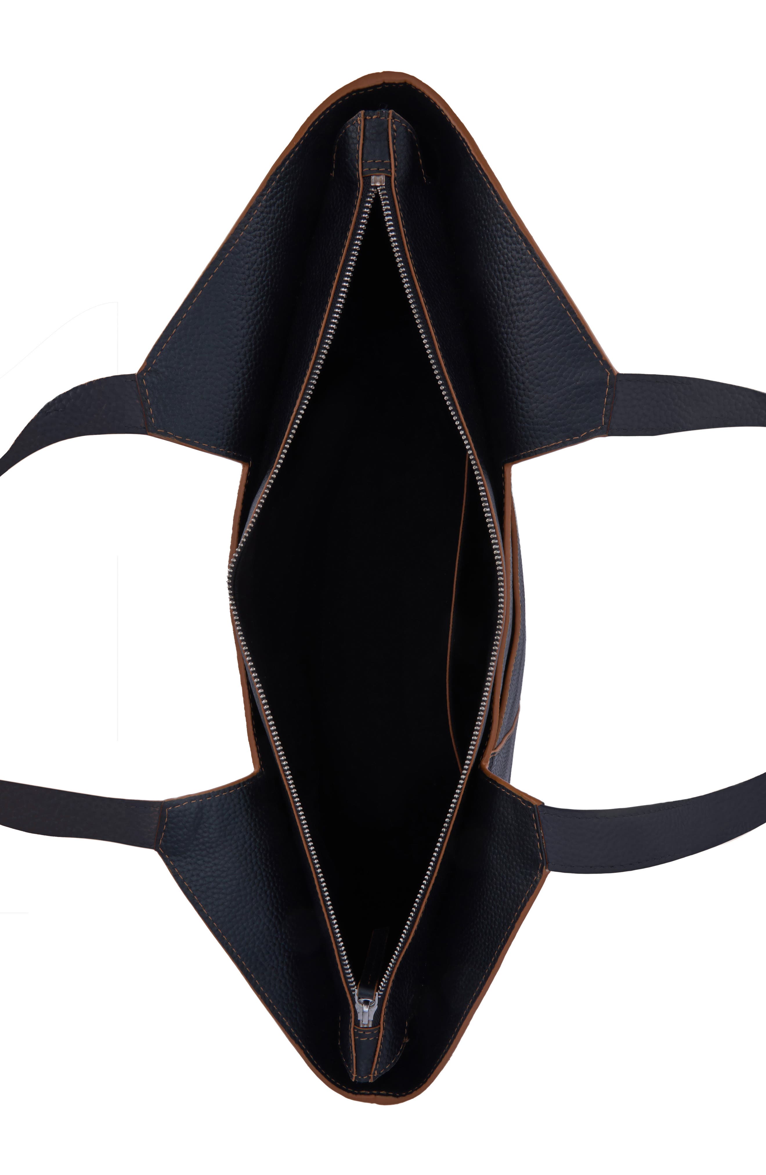 Melina Leather Tote, Alternate, color, BLACK/ TAN