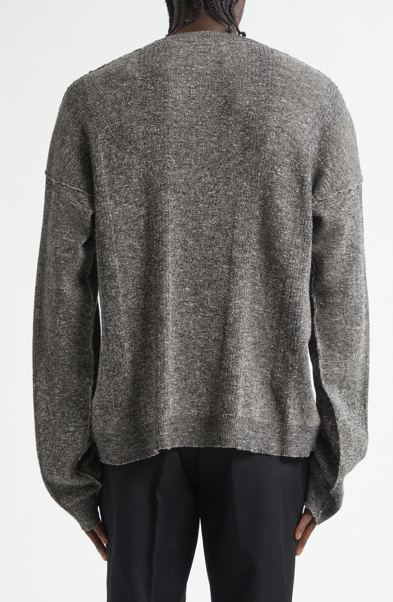 Maison Margiela Linen & Cotton Blend V-Neck Sweater, Alternate, color, Black