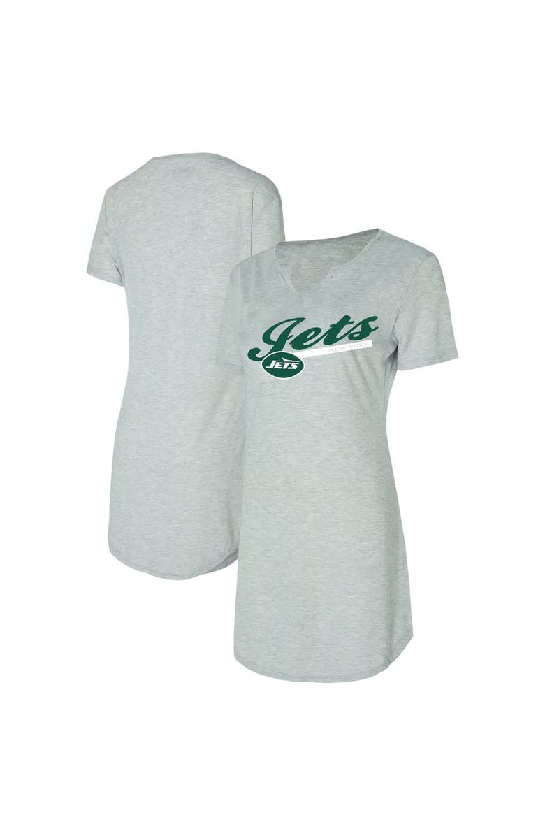 CONCEPTS SPORT Women's Concepts Sport Gray New York Jets Petition Knit Nightshirt, Main, color, 