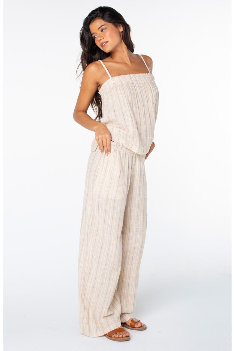 Offshore Stripe Wide Leg Cotton Pants, Alternate, color, DOESKIN