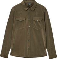 John Varvatos Andres Western Herringbone Faux Suede Snap-Up Shirt