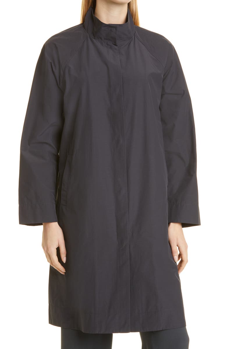 Eileen Fisher Stand Collar Organic Cotton & Nylon Coat, Alternate, color, 