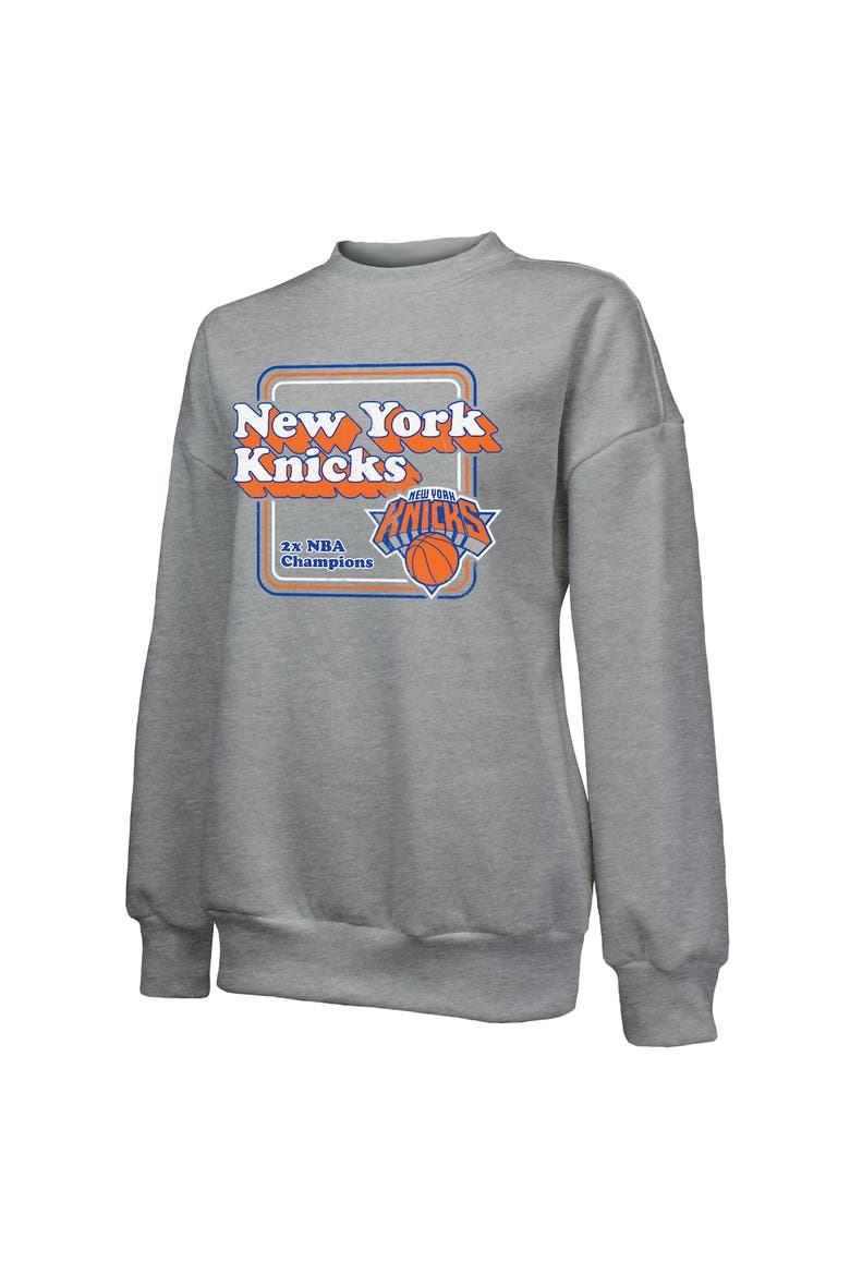Women's Majestic Threads Gray New York Knicks Classic Tri-Blend Pullover Sweatshirt, Alternate, color, Gray